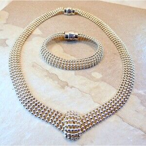 VTG Signed Modern Sterling Silver "Italy" Necklace Bracelet Set  75 gr